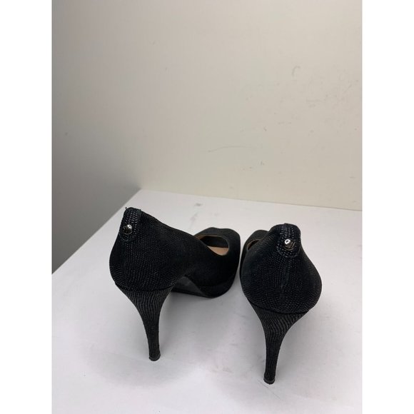Stuart Weitzman for Russell & Bromley Black Textured Pumps Size 10 Open Toe - Picture 3 of 7